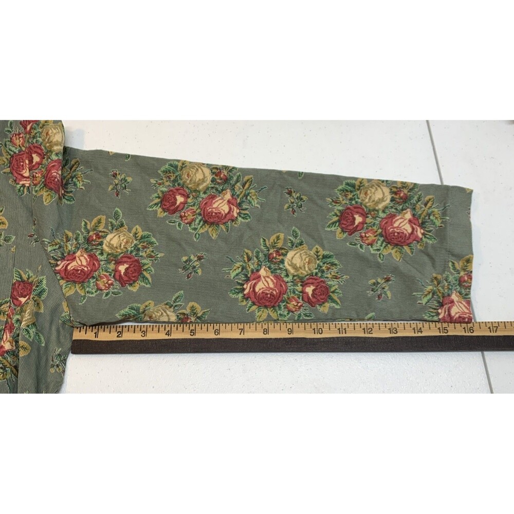 April Cornell Cotton Needlecord Corduroy Tie Waist Maxi Dress XL Floral Sage - Picture 8 of 9
